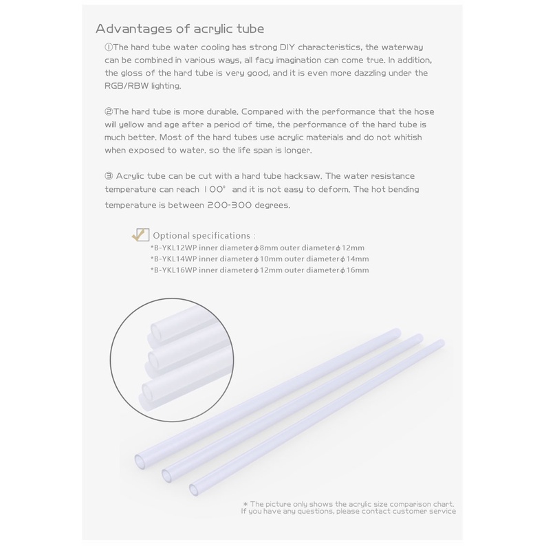 Bykski Ống Làm Mát Máy Tính Bằng acrylic Trong Suốt 12mm / 14mm / 16mm 50cm