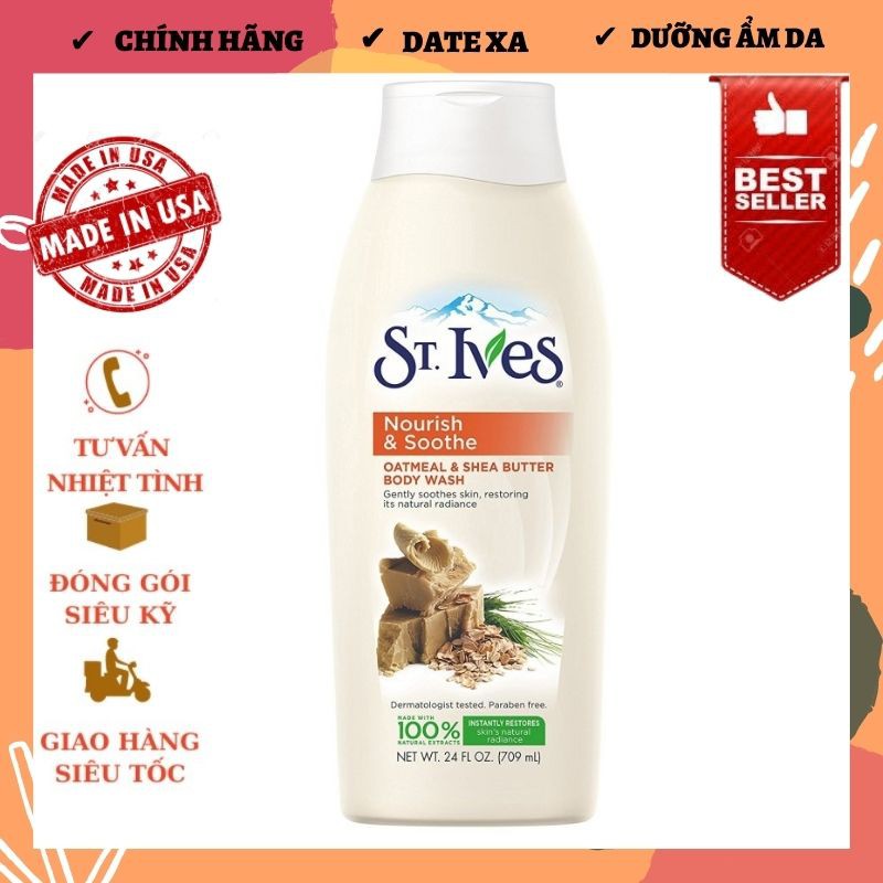 SỮA TẮM ST.IVES HƯƠNG LÚA MẠCH VÀ BƠ 709ML