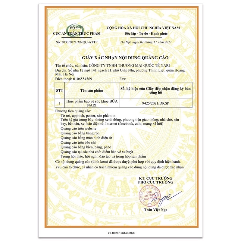 Hô Trợ Giảm Béo Bứa NARI