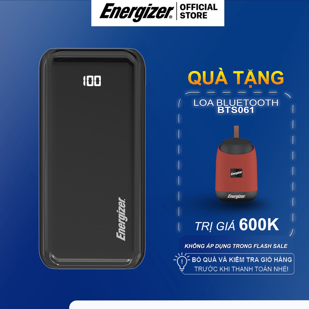 Sạc dự phòng Energizer UE20011PQ - Tích hợp sạc nhanh đa nền tảng, sạc nhanh 2 chiều cổng USB-C - Hàng chính hãng