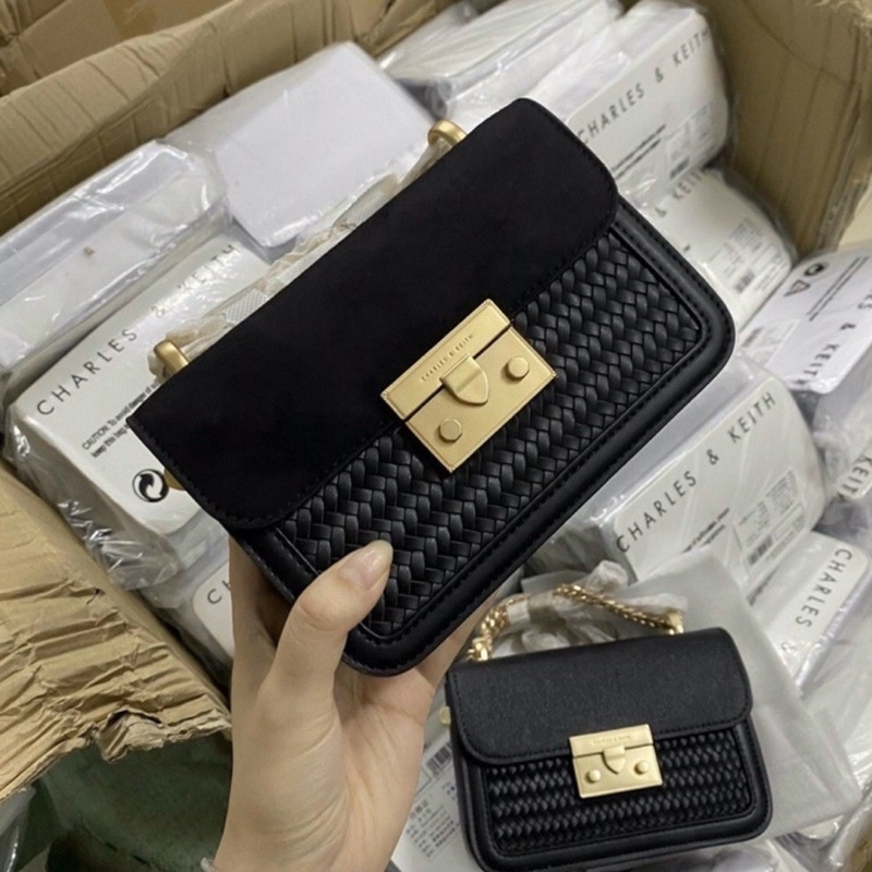 Túi Xách Thời Trang Khuy Bấm CNK Hoạ Tiết Da Đan Vặn Xoắn Cao Cấp Siêu Hot Trend