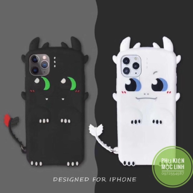 🐲 Tặng kèm móc tay 🐉 Iphone X Xs max 11 11 pro max Ốp silicon thú leo Rồng Light Fury Night Fury