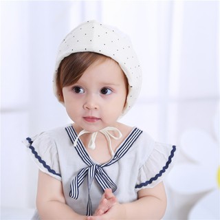 Mũ cotton chấm bi dễ thương cho bé gái