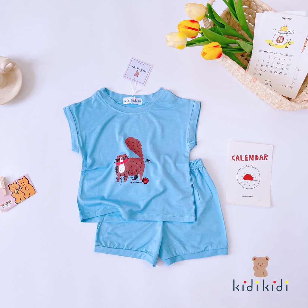 [Bé 7-32kg] Bộ ngắn tay thun lạnh cánh dơi in hình cho bé trai bé gái từ 7-30kg HÀNG LOẠI 1