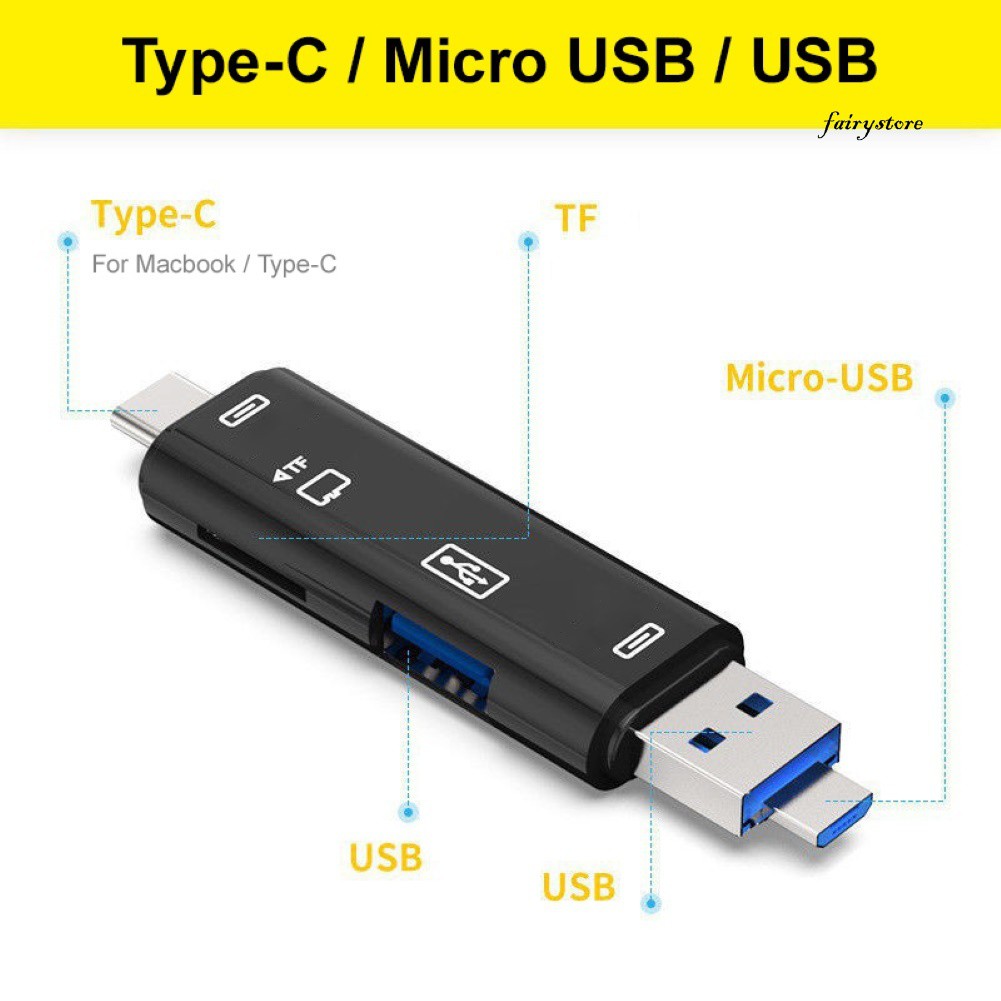 Đầu Đọc Thẻ Nhớ Đa Năng Fs + Micro Usb 2.0 Type-c Tf