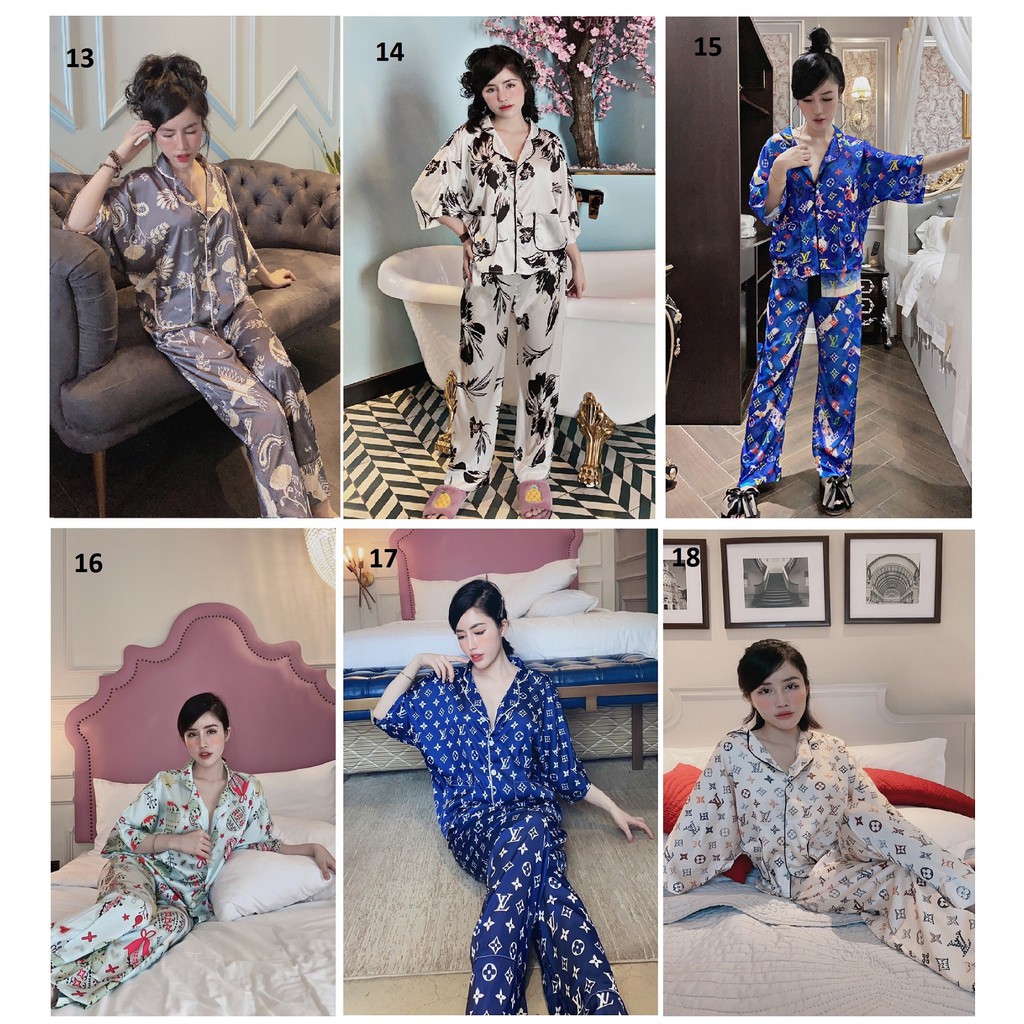 Đồ Bộ Lụa Latin - Tay Cánh Dơi Quần Dài