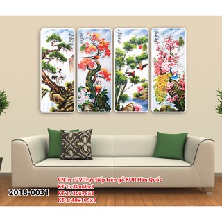 Tranh treo tường tứ quý 3d / in trực tiếp trên gỗ / chống chày xước, ẩm mốc