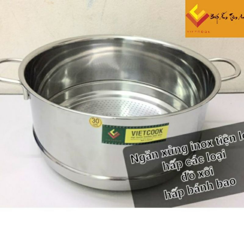 Ngăn xưng hấp inox Viet Cook,xửng hấp xôi ,đồ xôi bánh... inox size ,28, 30,32( CHÍNH HÃNG VN)