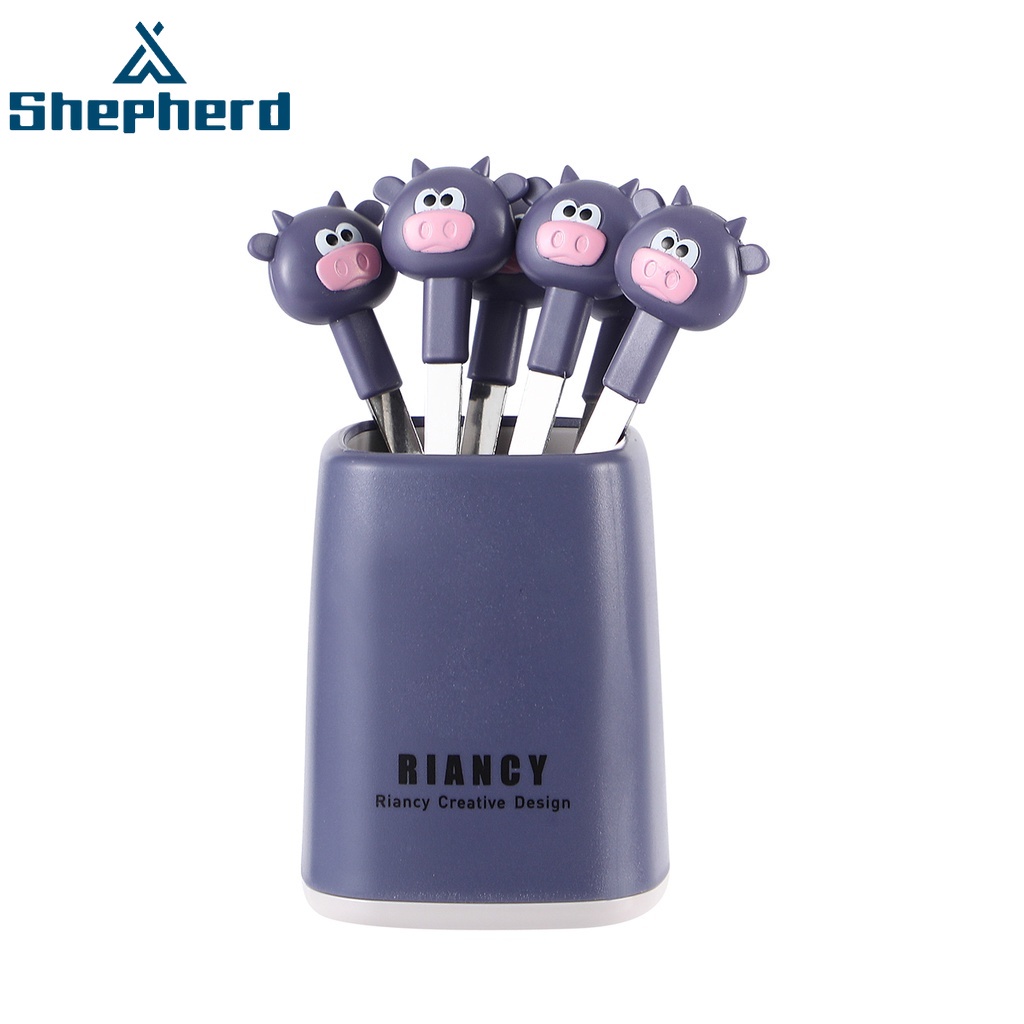 Set 6 nĩa Shepherd thép không gỉ cấp thực phẩm sáng tạo dùng ăn trái cây cho nhà bếp