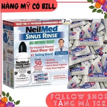 (có bill nhập)Bình rửa mũi Neilmed 240ml kèm 50 gói muối