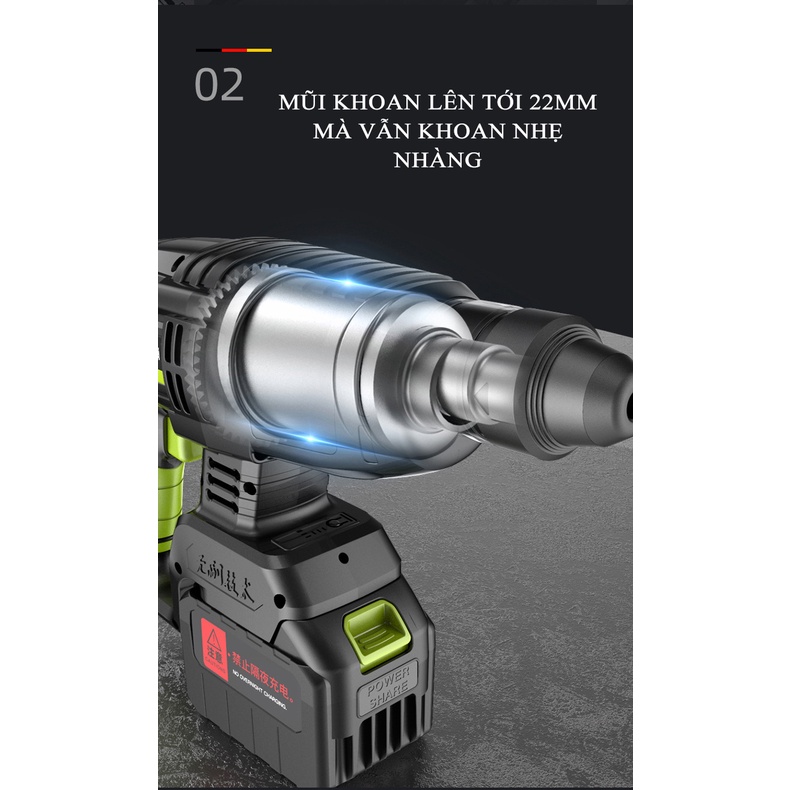 Máy Khoan Bê Tông Búa Không Chổi Than Sử Dụng Pin Lithium 10 Cell, 15 Cell – Một Sản Phẩm Của Zhipu