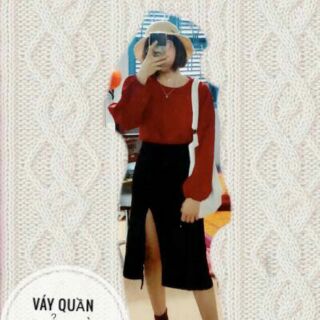 Chân váy xẻ tà. Có bigsize