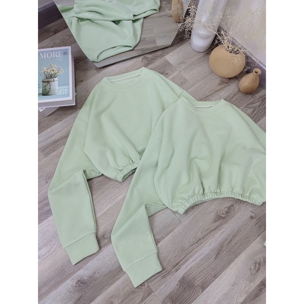 ÁO CROP NHÚN EO XANH MINT