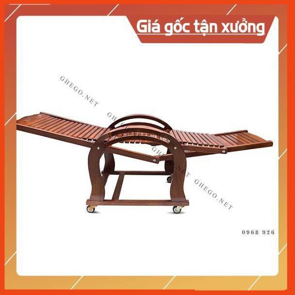 [Khuyến Mãi Sốc] Ghế thư giãn gỗ sồi, Ghế lười gỗ sơn PU màu cánh gián cao cấp