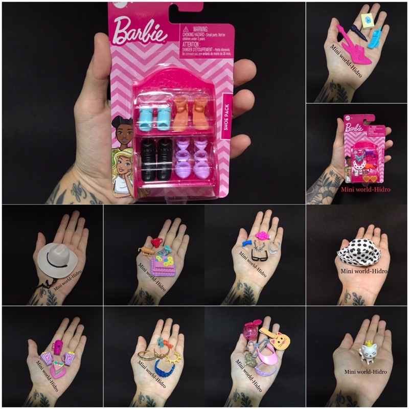 Set phụ kiện búp bê Barbie, Ken và Chelsea Kelly chính hãng, Combo vòng cổ vương miệng kệ giày dép trang sức mắt kiếng