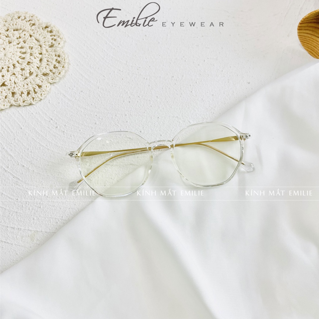 Gọng nhựa tròn nam nữ góc cạnh mảnh nhẹ nhựa dẻo hàng cao cấp Kính mắt Emilie phụ kiện thời trang 7140