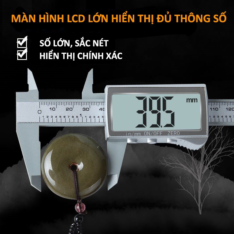 Thước kẹp điện tử 150mm Syntek màn hình LCD lớn sắc nét, dễ đọc, thước cặp nhựa ABSI độ bền cao, dùng pin CR2032