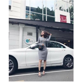 Đầm body thun gân phong cách hàn quốc
