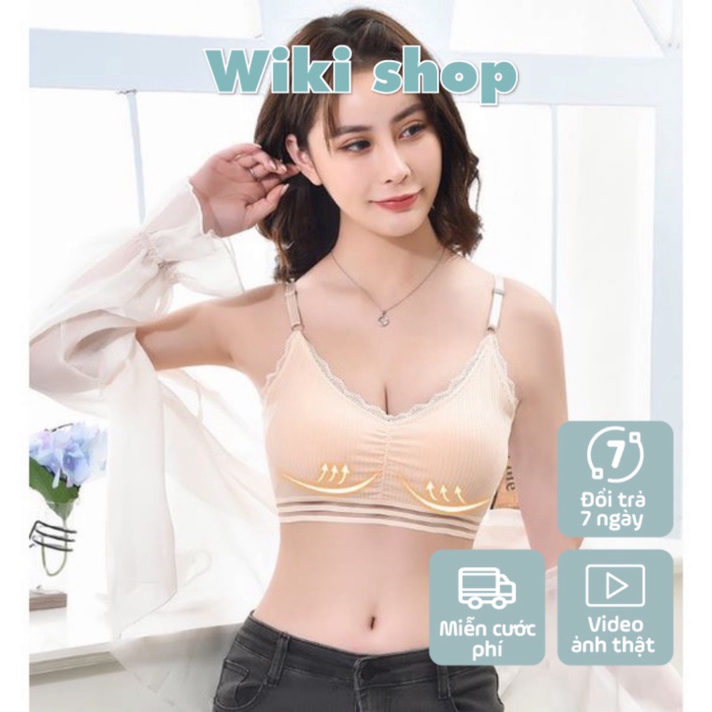 (Hàng Sỉ) Áo ngực bra ren nữ len tăm viền trong thể thao nâng ngực - Áo lót bralette tập gym coton mềm không gọng mút mỏ