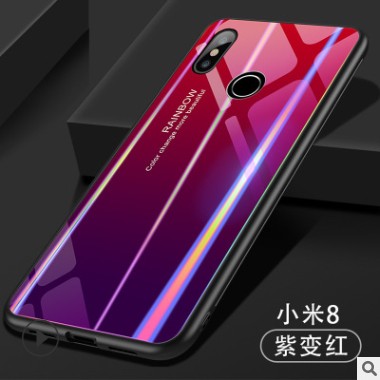 Ốp lưng xiaomi mi 8 / xiaomi mi 8 se mặt lưng bóng cầu vồng 7 mầu