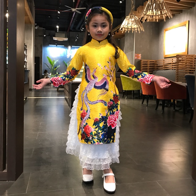 Áo dài gấm cao cấp 2-12y