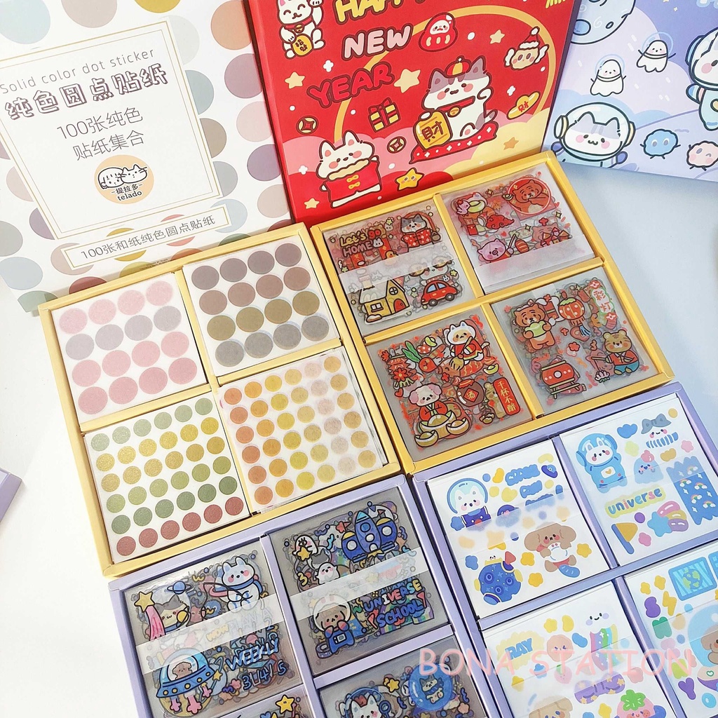 Set 10 tấm sticker dễ thương trang trí sổ tay bullet journal - set ngẫu nhiên