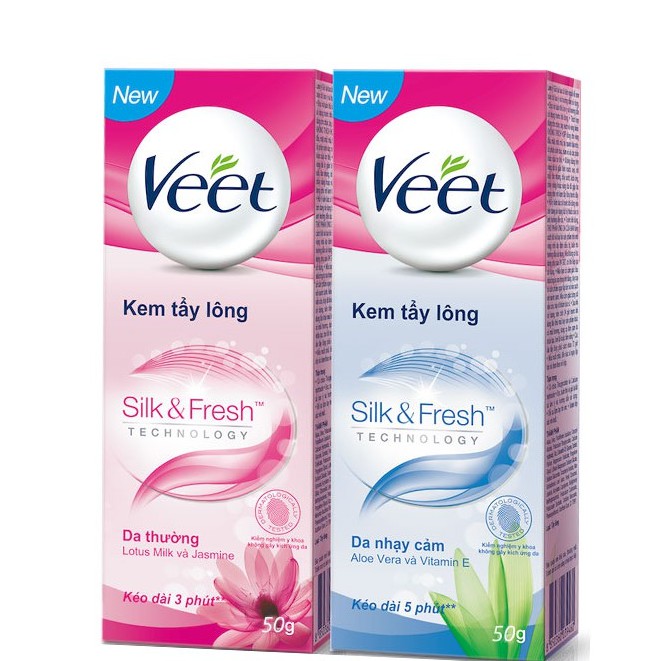 {Nhập Khẩu GIấy Tờ Đầy Đủ} Kem Tẩy Lông Cho Da Nhạy Cảm Và Da Thường Veet Silk & Fresh