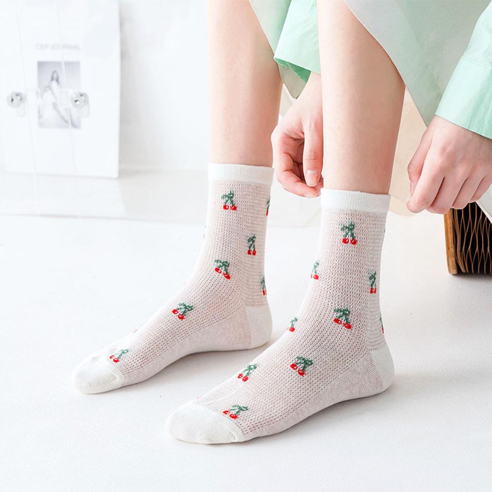 Tất Lưới Trong Suốt Họa Tiết Cherry Phong Cách Hàn Quốc VANES1