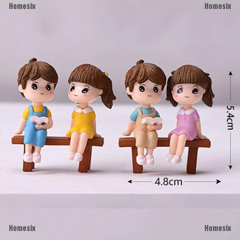 [HoMSI] 1set Sweet Lovers Chair DIY Miniature Figurine Dollhouse Decor Micro Landscape SUU