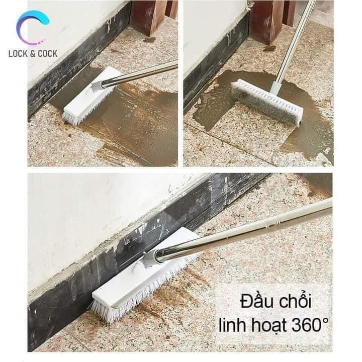 Cây(Chổi) chà sàn nhà tắm, nhà vệ sinh cán dài,chổi gạt nước 2 đầu dễ dàng điều chỉnh độ dài