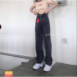 Quần jeans suông xám