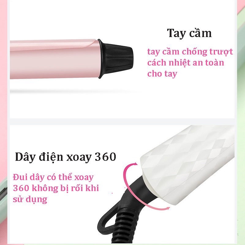 Máy uốn tóc YALIGE chất liệu gốm sứ 25/ 28/ 32mm an toàn không làm hư tổn tóc kèm phụ kiện