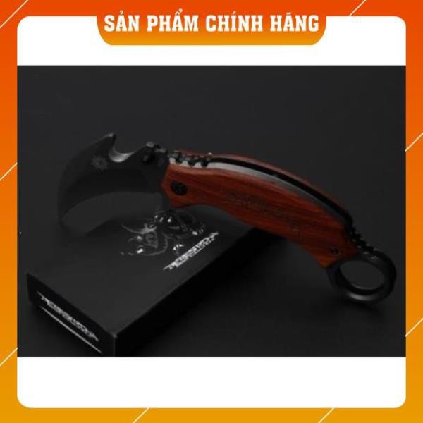 [FreeShip – Giảm 30k]  Dao Phượt Gấp Cao Cấp Chính Hãng Karambit X52 Báng Gỗ - Đa Năng Giá Rẻ Quân Đội