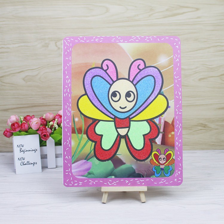 [Nhiều Mẫu] TRANH CÁT Cho Bé Tập Tô Vẽ Size Lớn 21X27 Cm - Có Sẵn Cát Màu Tươi Sáng Cho Trẻ Em Sáng Tạo