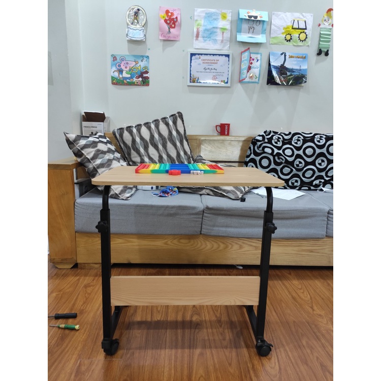 💥SALE SỐC💥 Bàn thông minh giằng gỗ chân sắt sơn tĩnh điện có bánh xe di chuyển