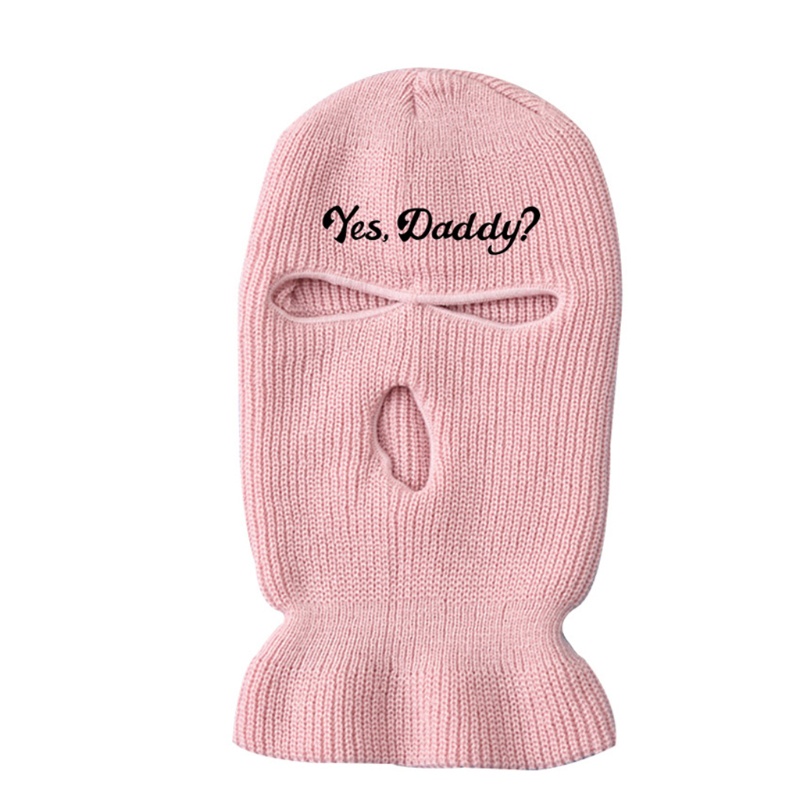 Mũ Beanie Dệt Kim Thêu Chữ yes Dad 3 Lỗ Cá Tính