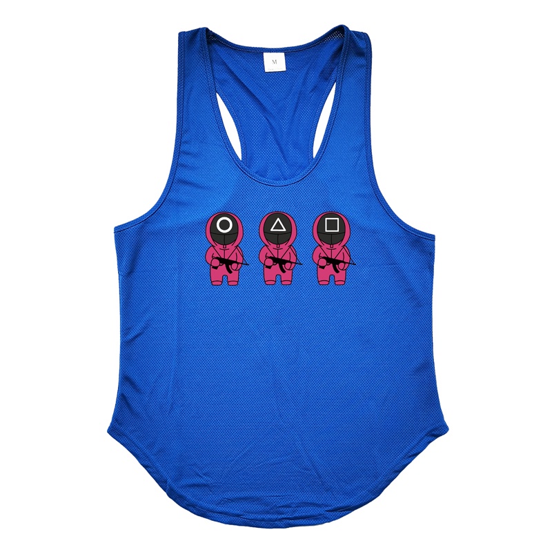 Áo tập gym nhanh khô làm bằng lưới có cỡ lớn họa tiết nhân vật trong phim squid  dành cho nam