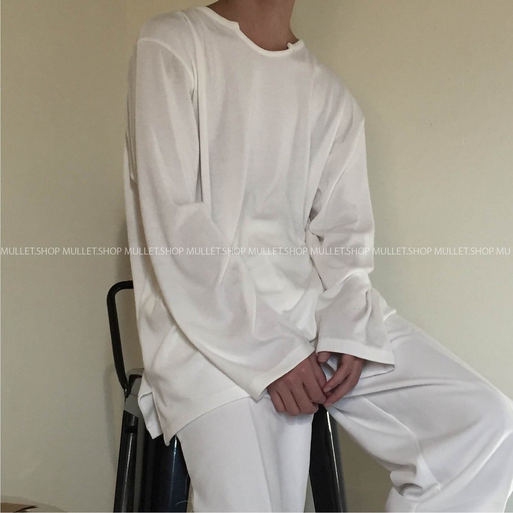 Áo Dài Tay Longtee Cotton Tăm xẻ tà Nam nữ Hàng thiết kế
