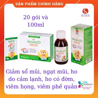 Siro Ho Maxkid Helix-Giúp làm giảm triệu chứng:sổ mũi, ngạt mũi, ho do cảm lạnh, ho có đờm, viêm họng, viêm phế quản