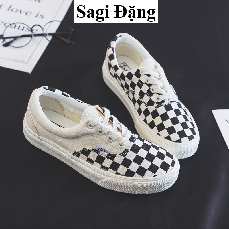 Giày van vault caro buộc dây QC, giày thể thao bata van caro classic nam nữ full box