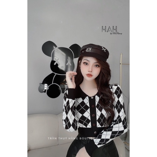 Áo Len Ziczac Croptop Cổ Bẻ Hàng Quảng Châu Cao Cấp