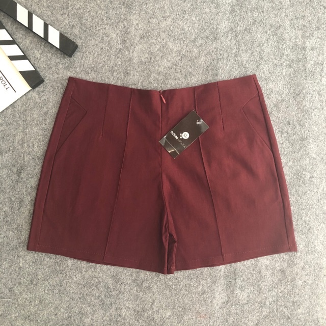 Quần short kaki lưng cao co dãn khóa kéo trước đủ size