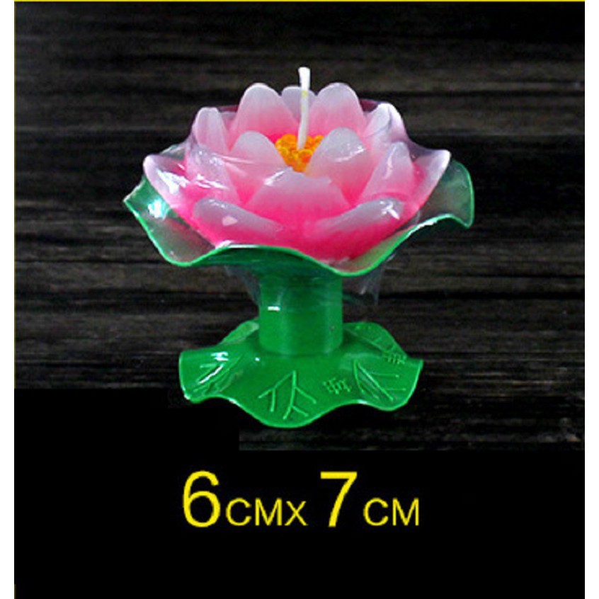 Nến hình hoa sen có đế bằng lá 6x7cm - DHS7160