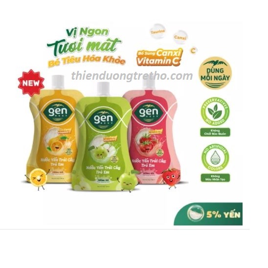 Nước yến trái cây trẻ em Gennest Tăng đề kháng tự nhiên (túi 105ml)