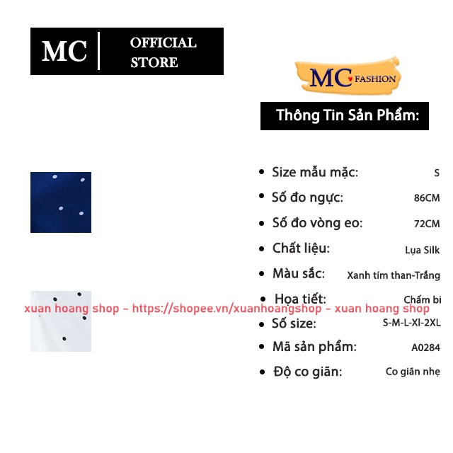 Áo Sơ Mi Nữ Đẹp Mc Fashion A0284, Đủ Size, Dáng Công Sở, Dài Tay, Màu Trắng, Xanh Đen Tím Than, Họa Tiết Chấm Bi