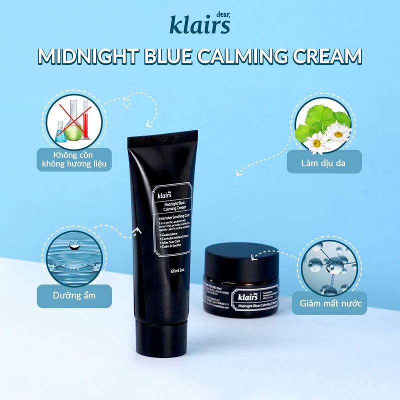 Kem Dưỡng Phục Hồi Da Klairs Midnight Blue Calming Cream Chính Hãng Mẫu Mới