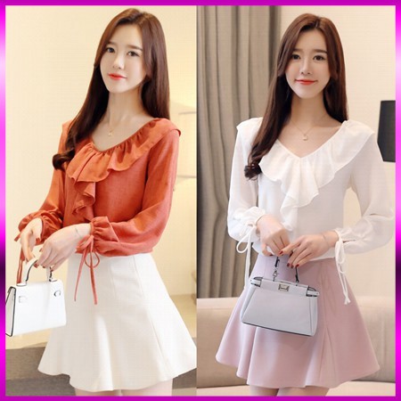 🍭 Đang Giảm Giá - Sắm Thả Ga 🍭Áo voan nữ phối bèo - NH393 -aloshop01