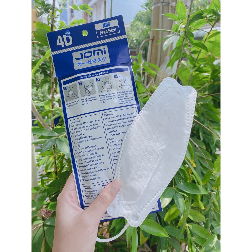 Khẩu trang y tế 4D Jomi KF94 lọc bụi mịn túi 5 cái NPP Shoptido