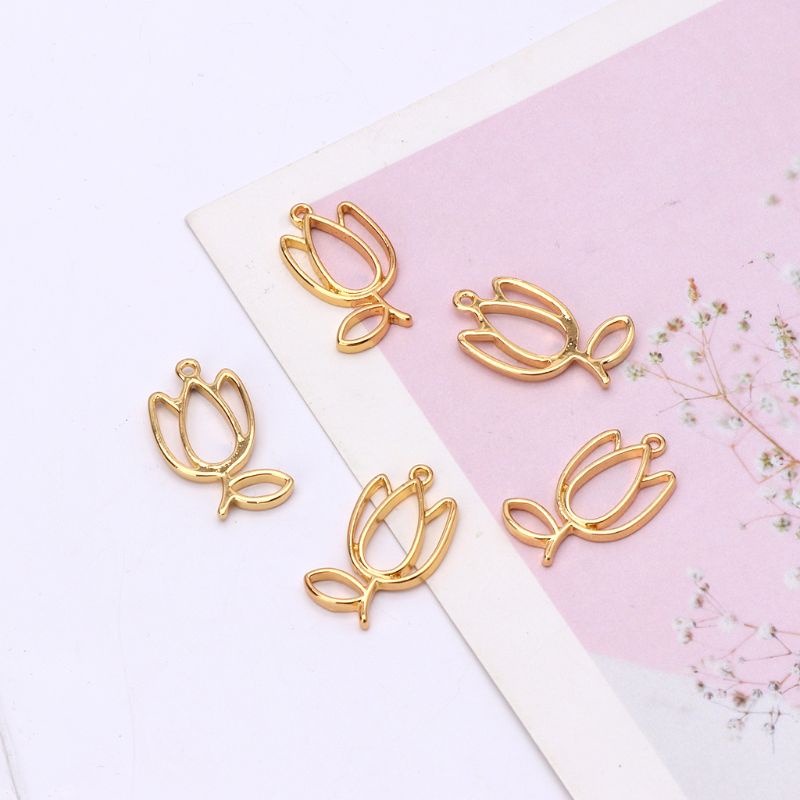 Bộ 5 Khung Kim Loại Hình Hoa Tulip Dùng Làm Trang Sức DIY