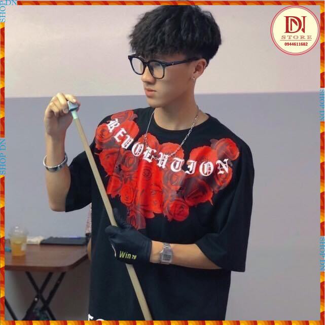 áo thun cotton cao cấp 1miken,tay lỡ from rộng phông nam nữ in nổi 5D hoa hồng jose | BigBuy360 - bigbuy360.vn
